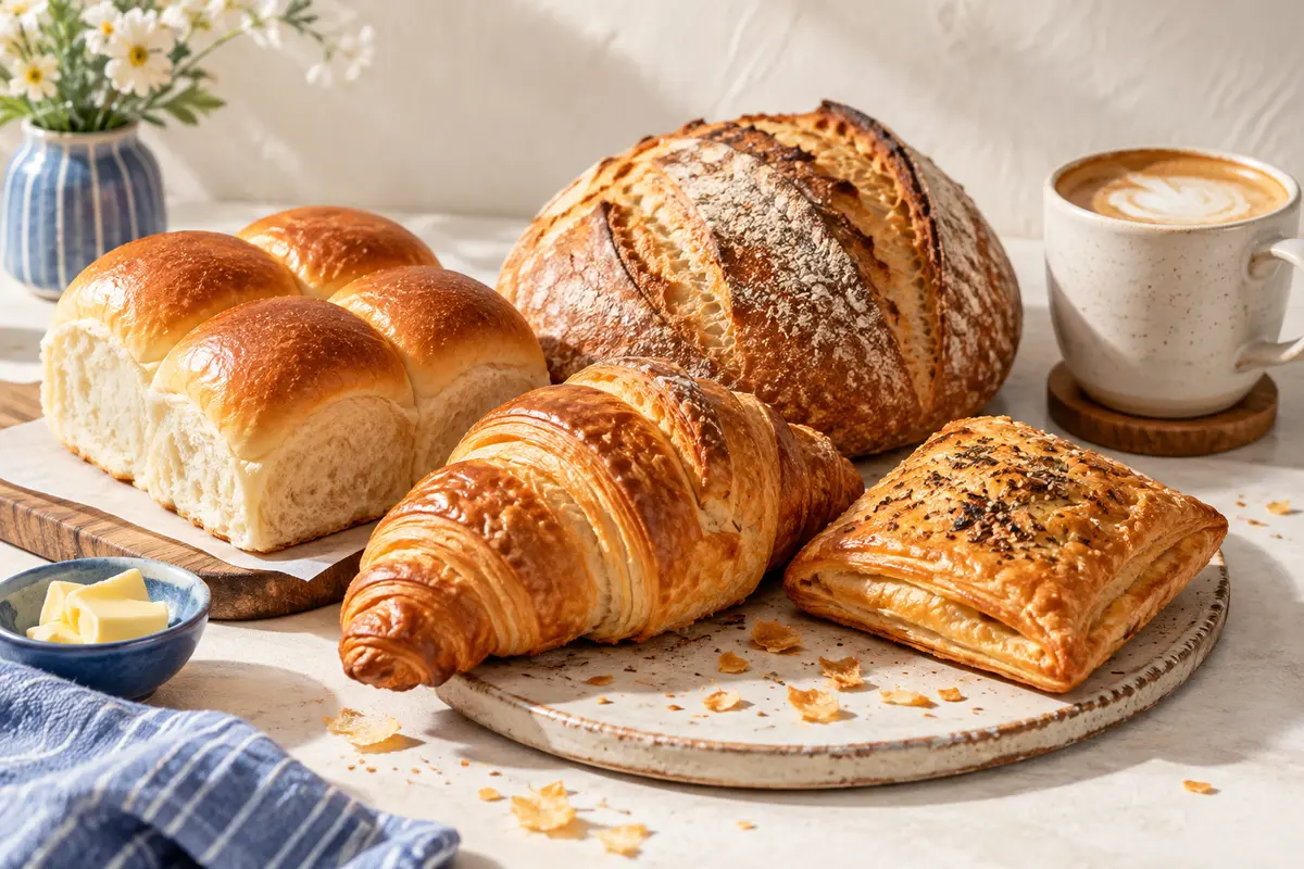 A bright still life representing bakery & café