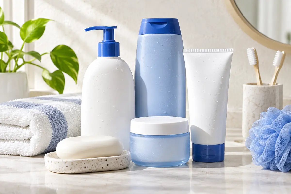 A bright still life representing personal care